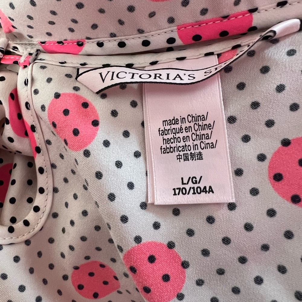 Victoria secret 2 piece silky satiny set tank and shorts polkadot neon pink y2k - Picture 4 of 13